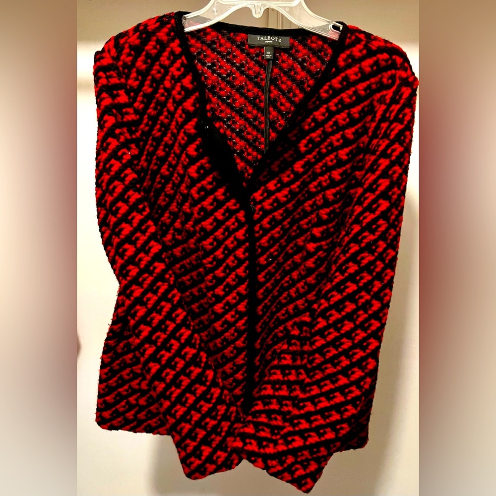 Talbots Women’s Red and Black Herringbone Jacket
